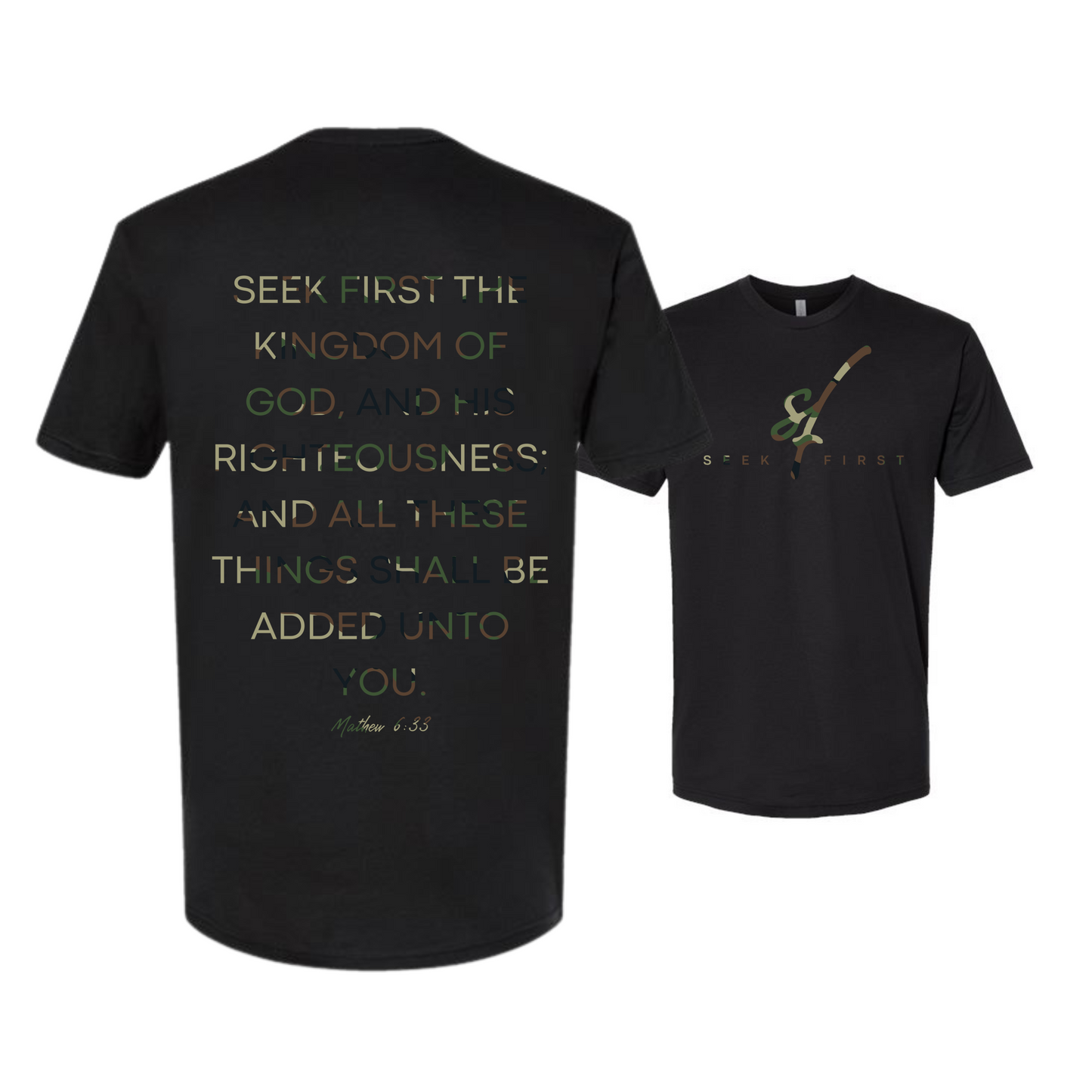 Green Camo Seek First T-Shirt