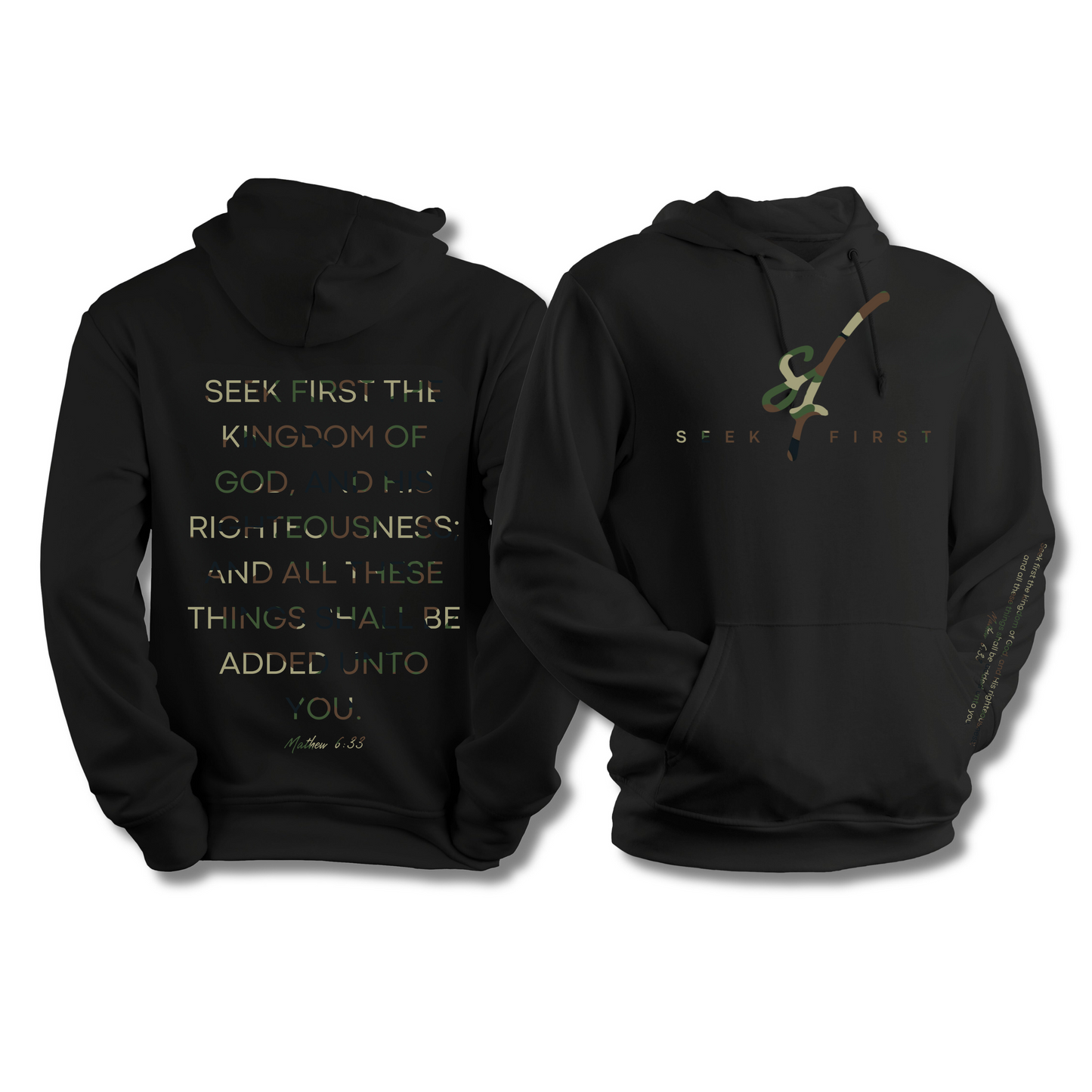 Green Camo Seek First Hoodie