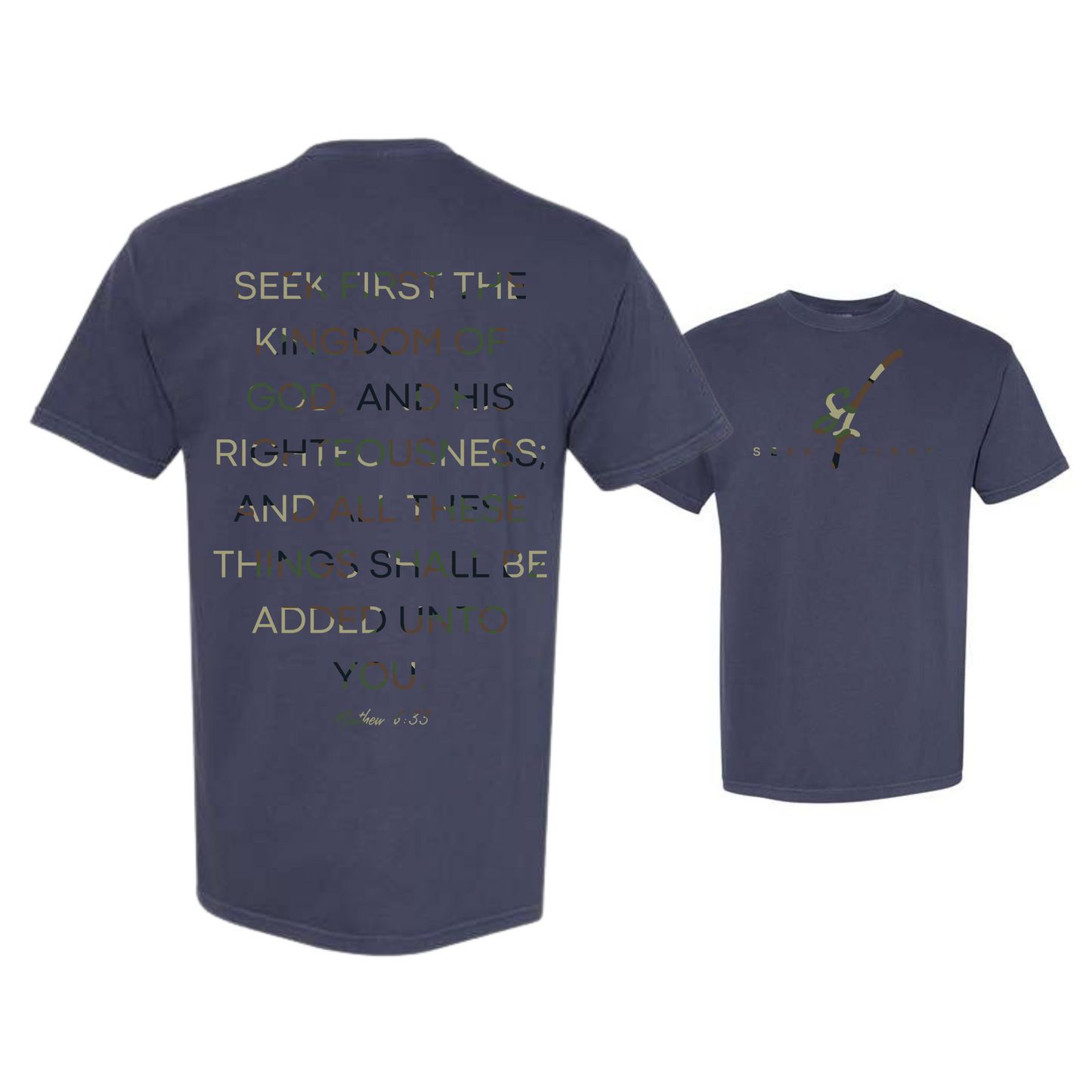 Green Camo Seek First Dyed Heavyweight Tee