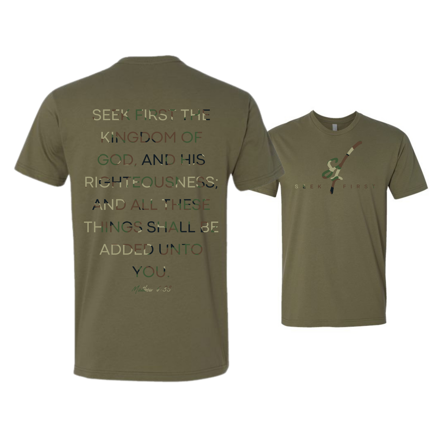 Green Camo Seek First T-Shirt