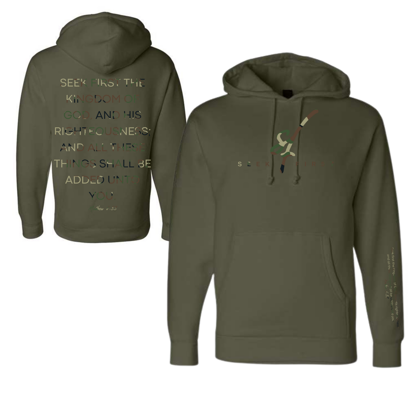 Green Camo Seek First Hoodie