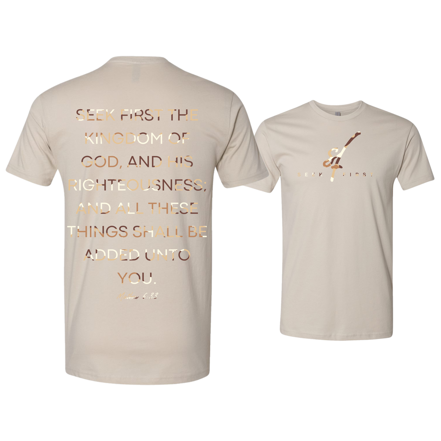 Tan Camo Seek First T-Shirt