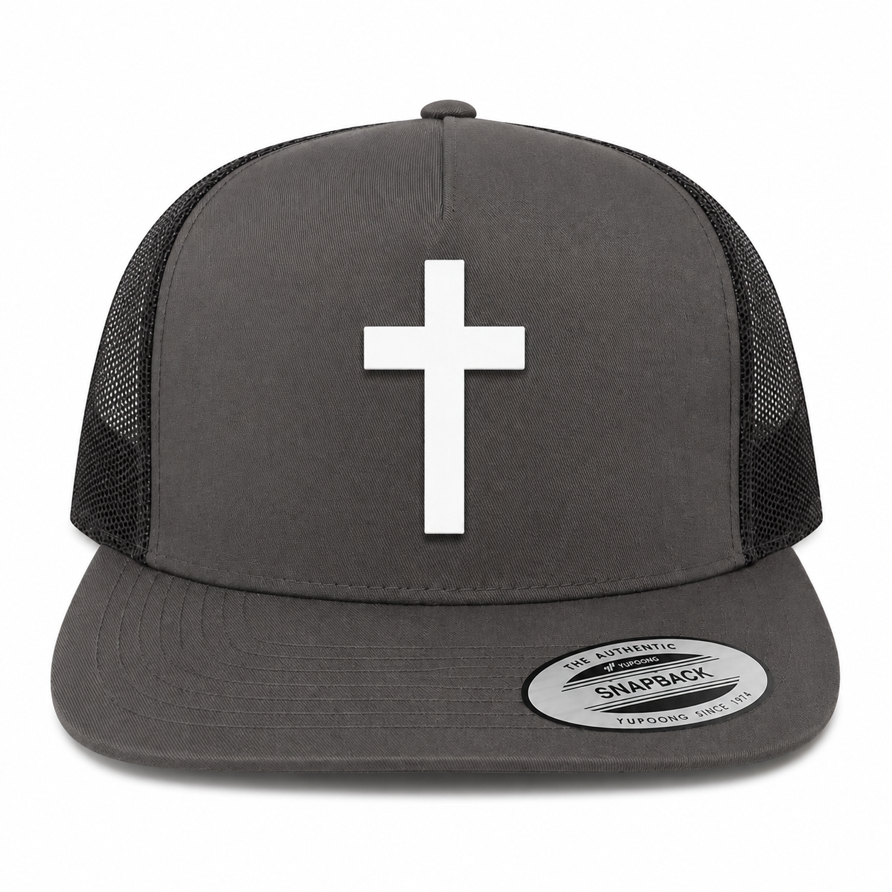 Cross Leather Patch Five-Panel Classic Trucker Cap