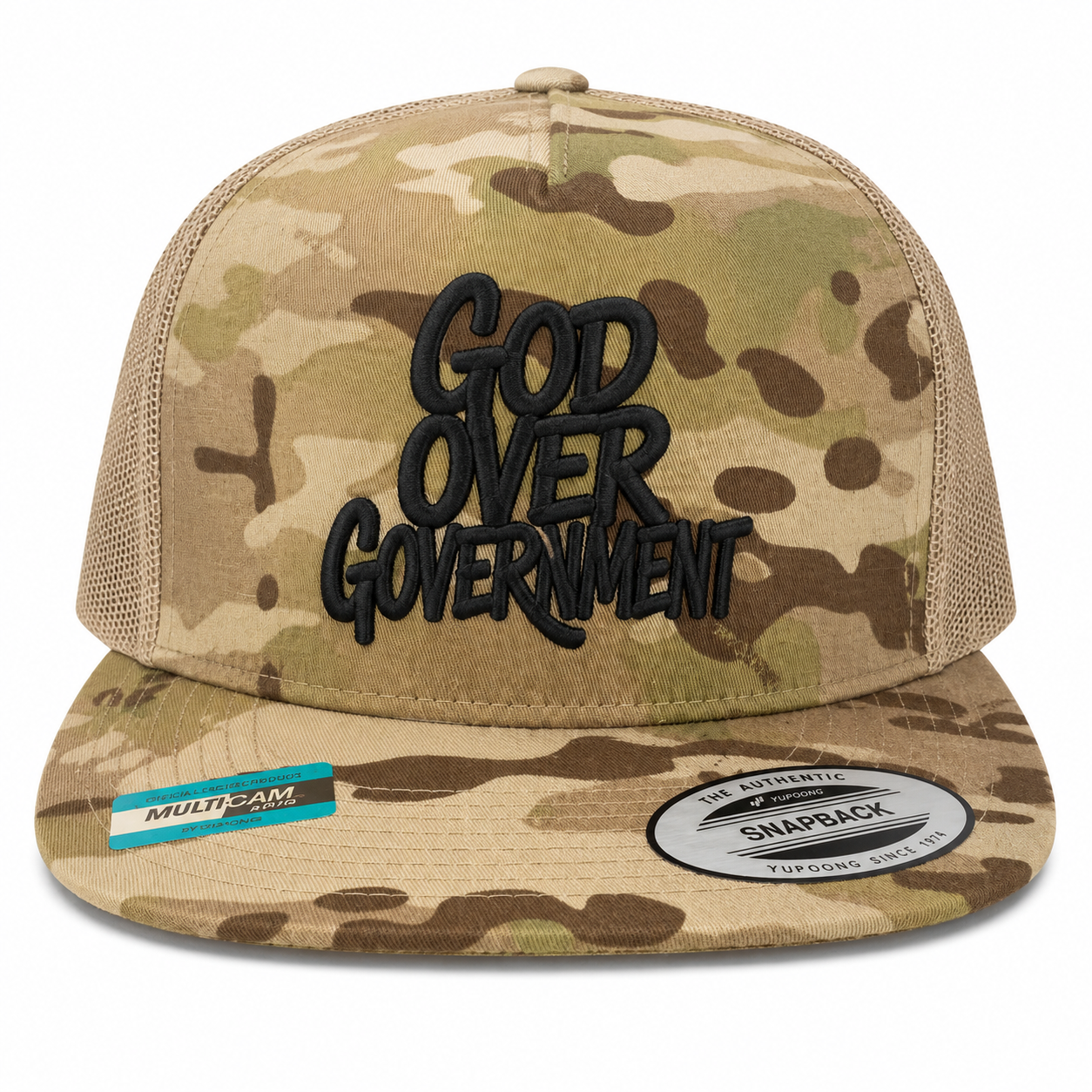 God Over Government Leather Patch Five-Panel Classic Trucker Cap