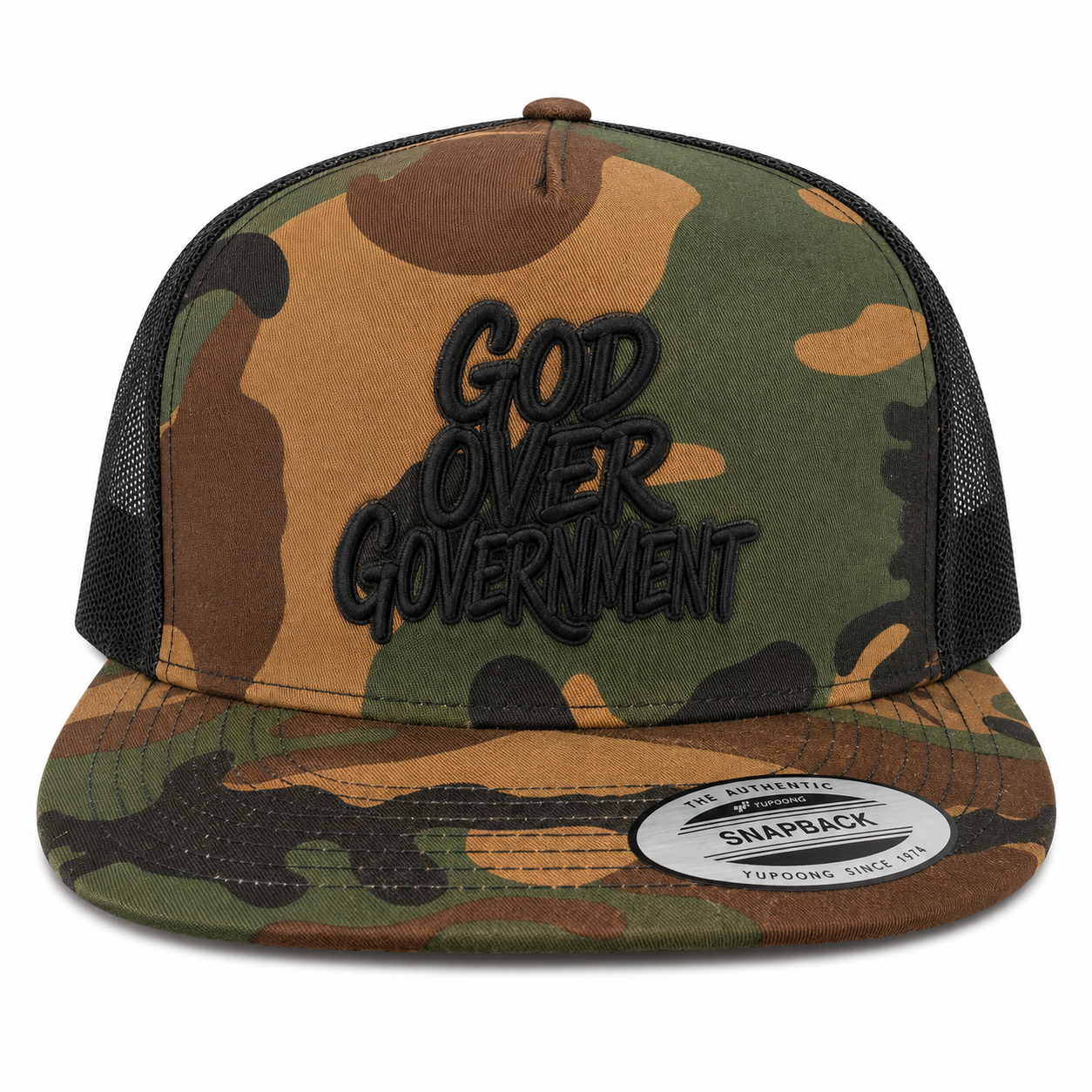 God Over Government Leather Patch Five-Panel Classic Trucker Cap