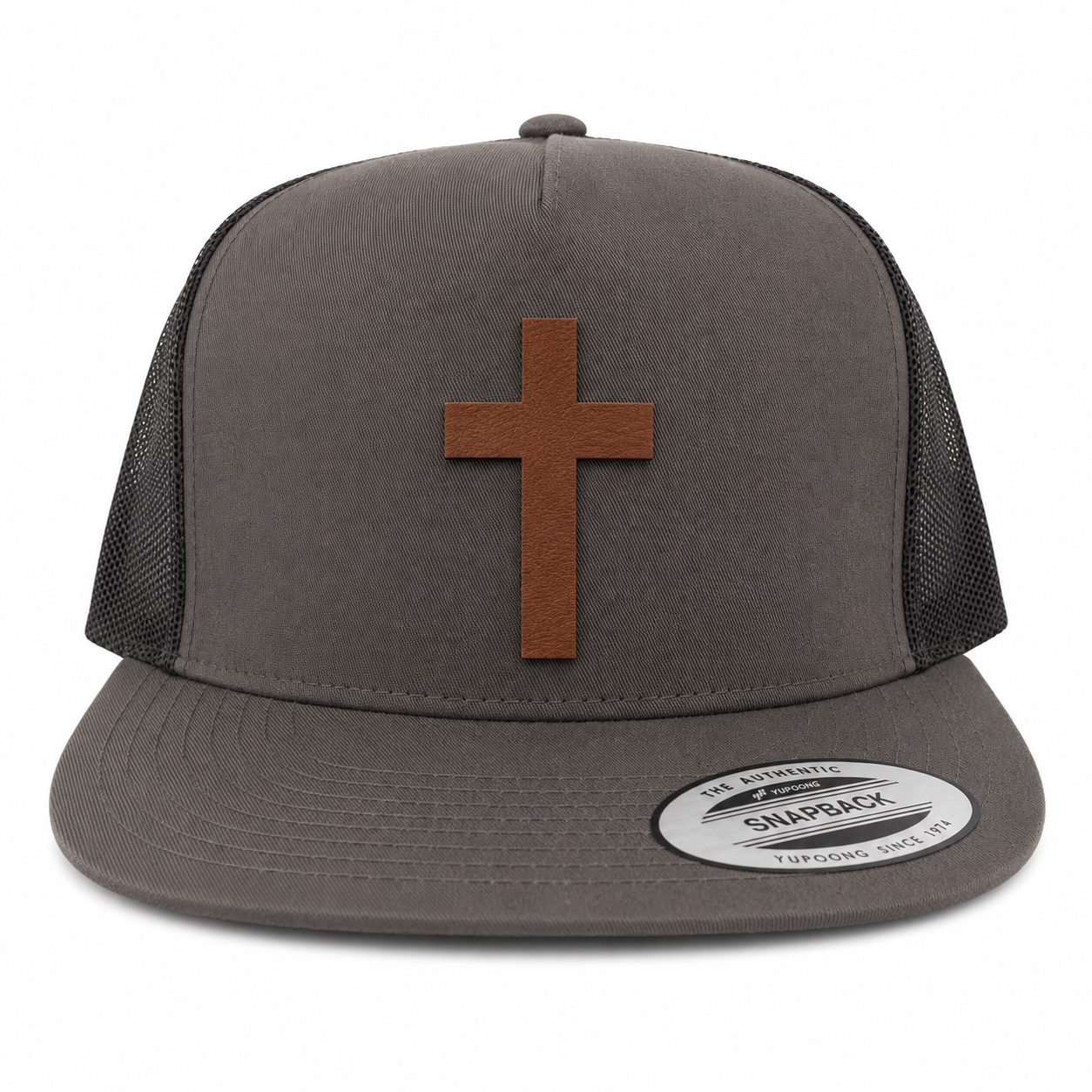 Cross Leather Patch Five-Panel Classic Trucker Cap