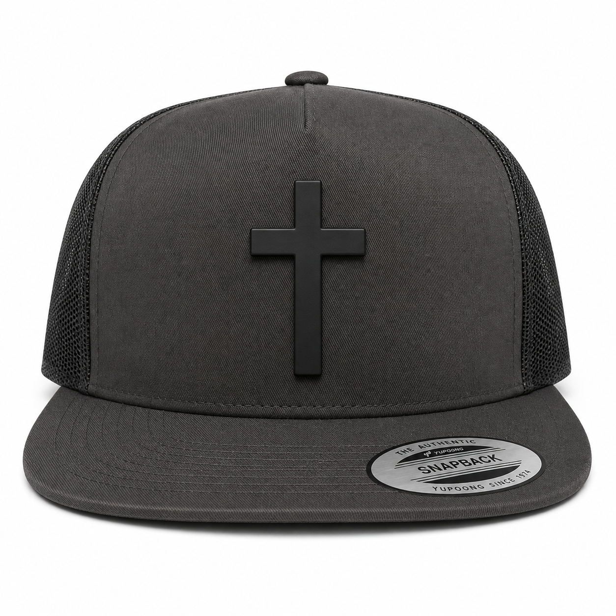 Cross Leather Patch Five-Panel Classic Trucker Cap