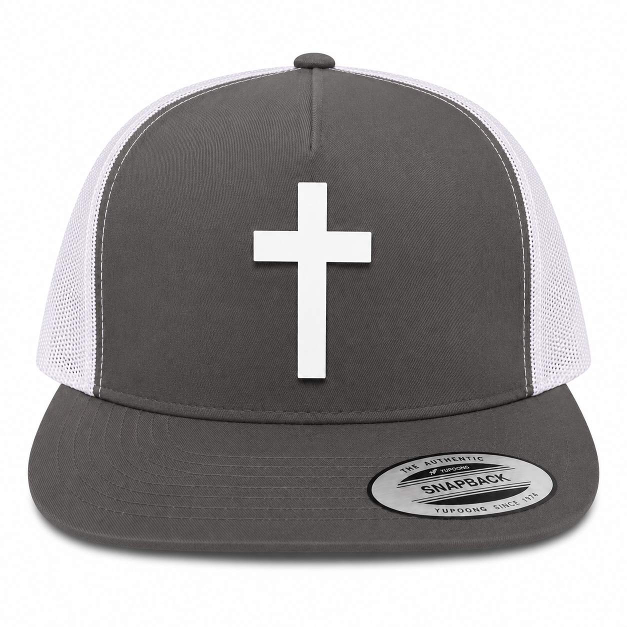 Cross Leather Patch Five-Panel Classic Trucker Cap