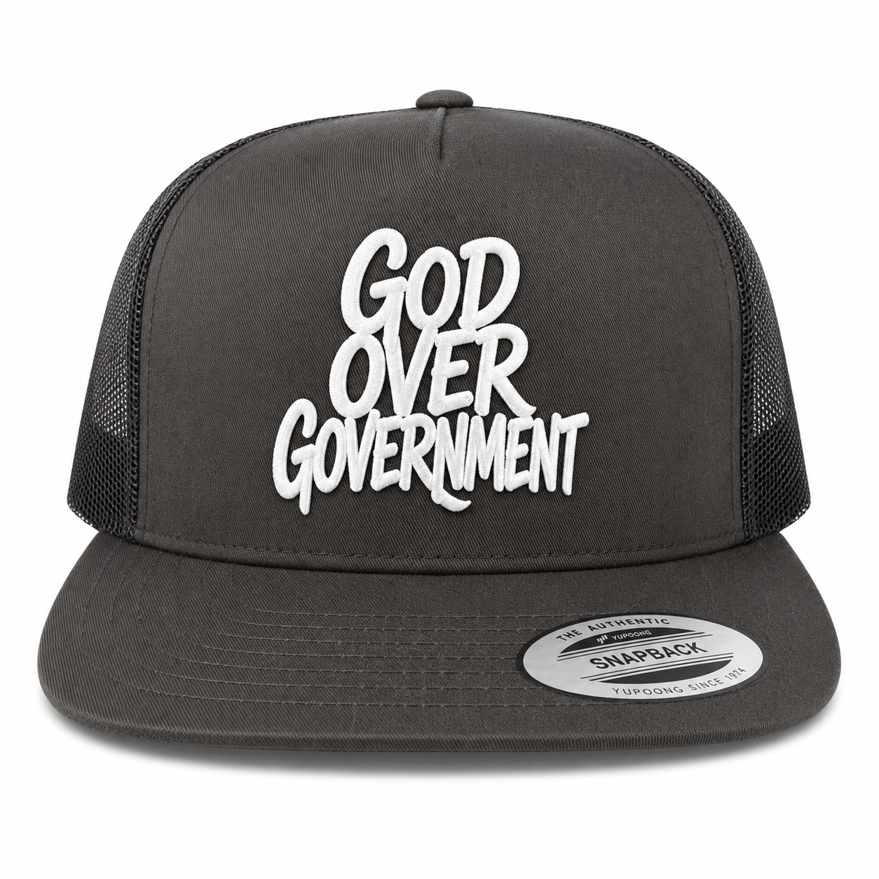 God Over Government Leather Patch Five-Panel Classic Trucker Cap