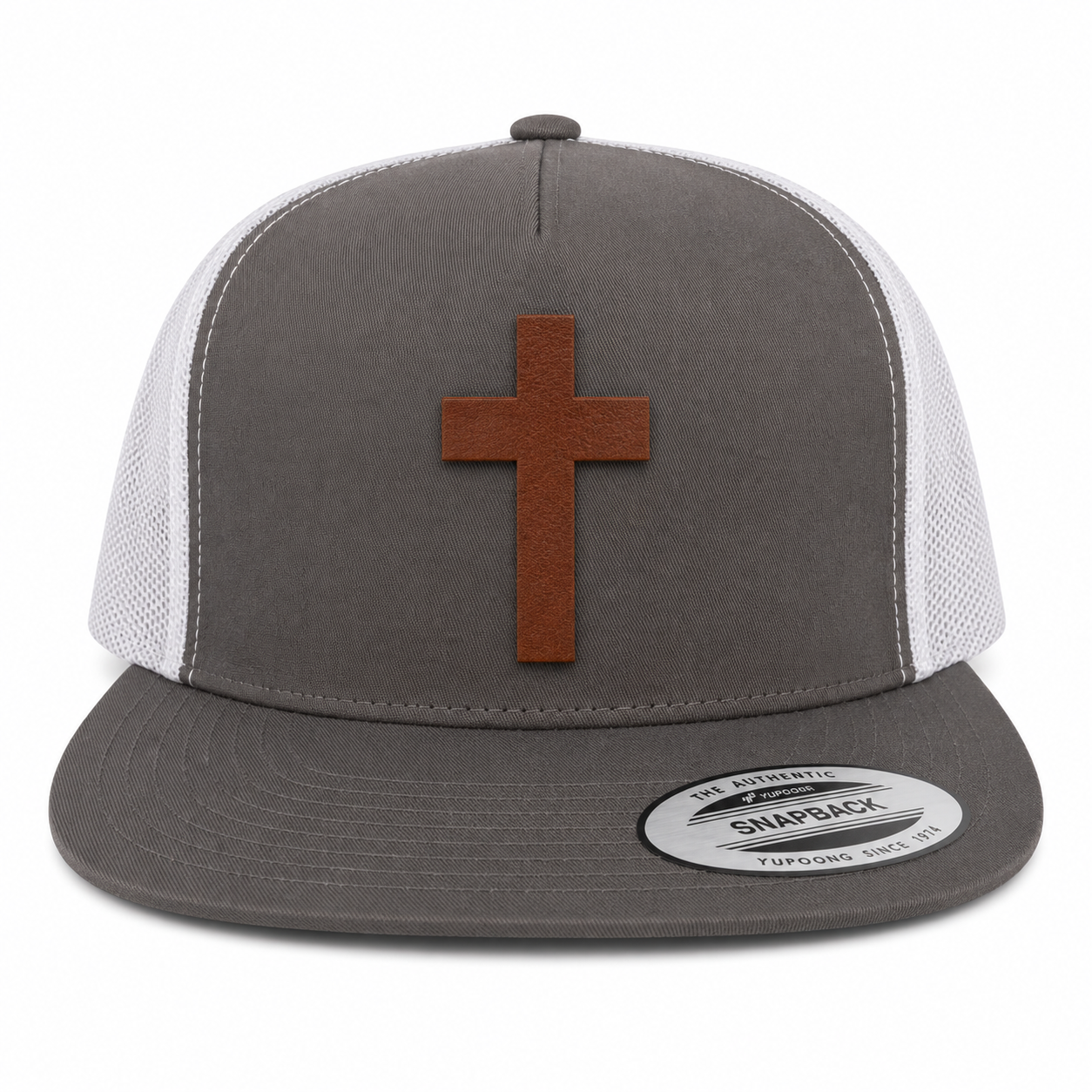 Cross Leather Patch Five-Panel Classic Trucker Cap