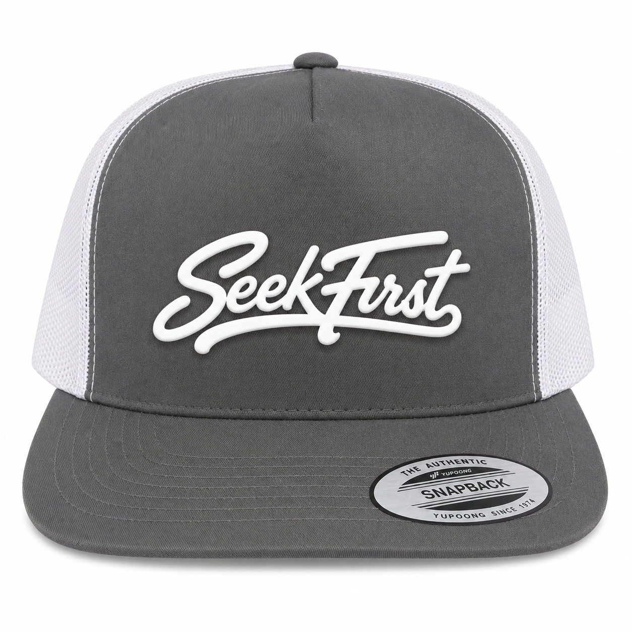 Seek First Leather Patch Five-Panel Classic Trucker Cap