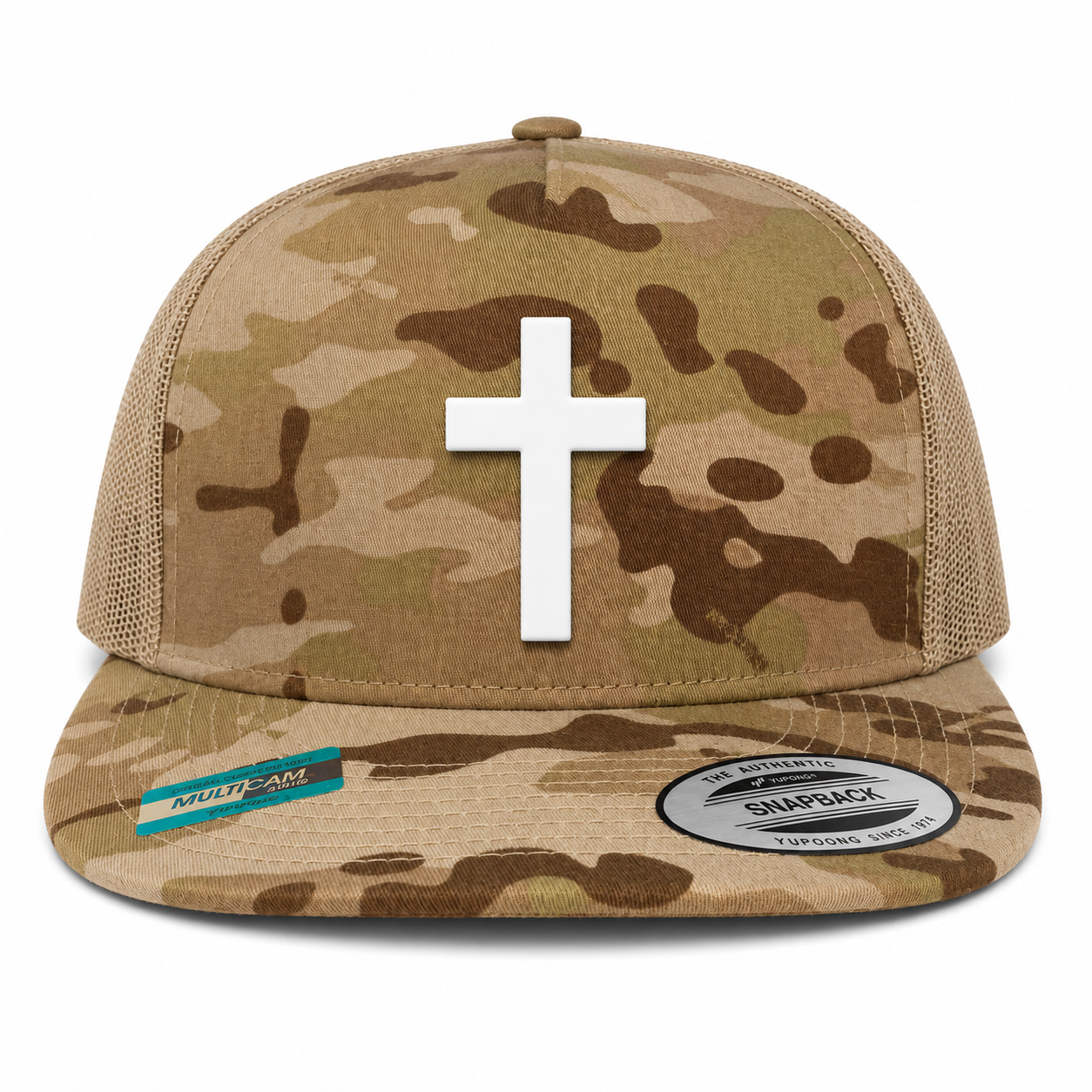 Cross Leather Patch Five-Panel Classic Trucker Cap
