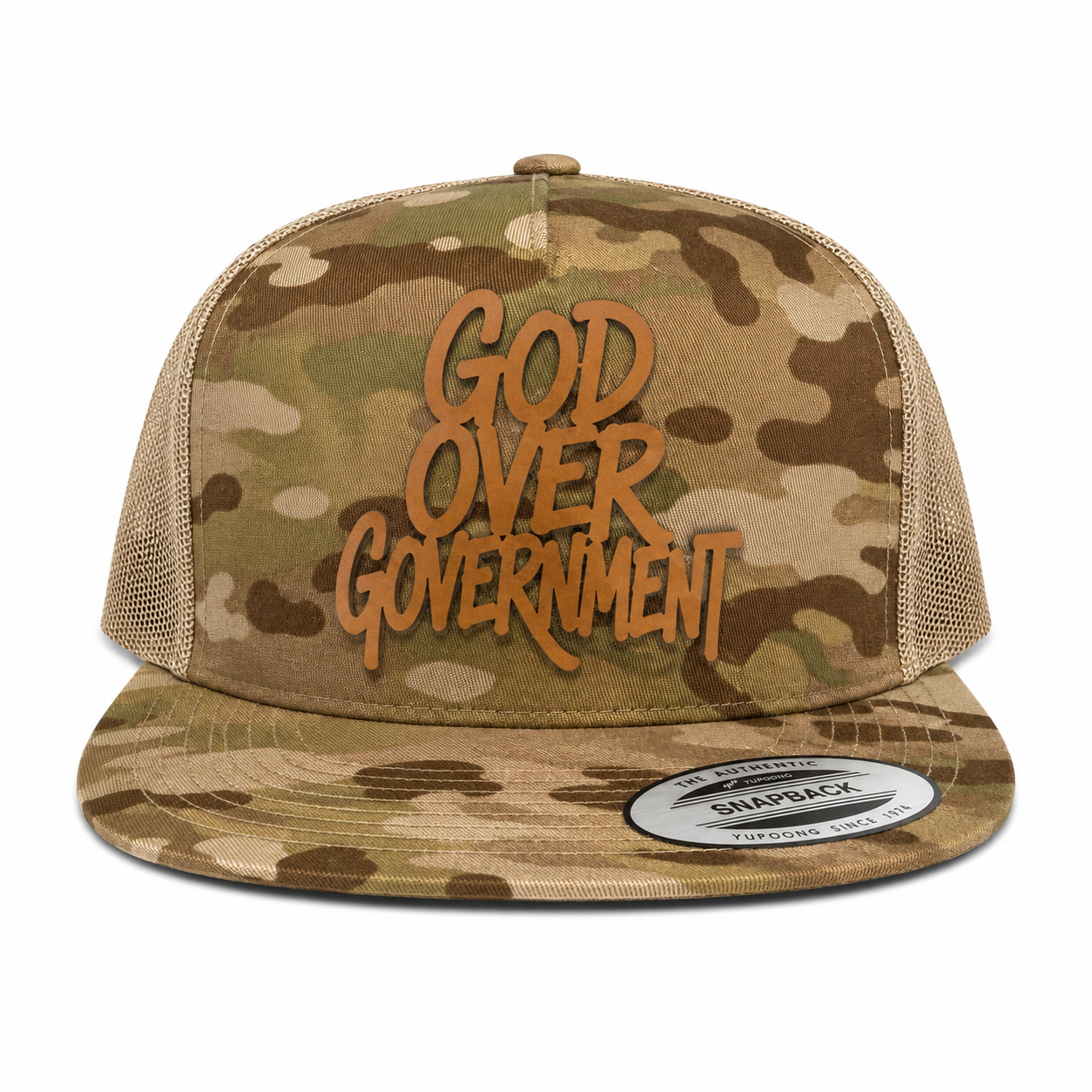 God Over Government Leather Patch Five-Panel Classic Trucker Cap