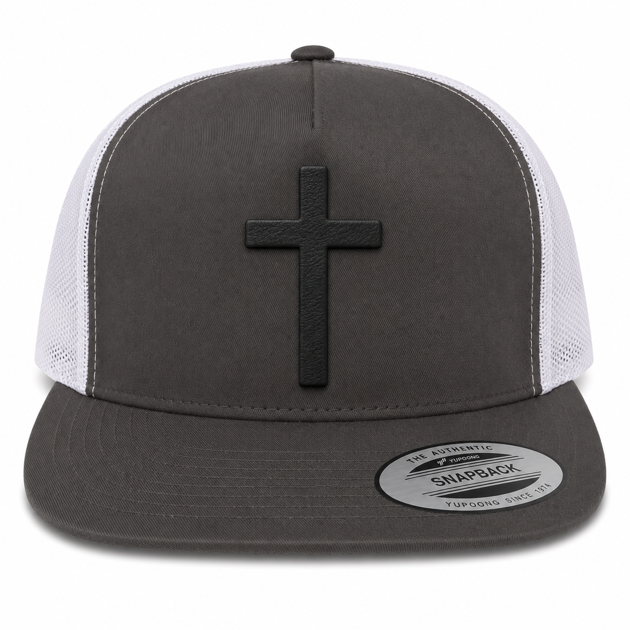Cross Leather Patch Five-Panel Classic Trucker Cap
