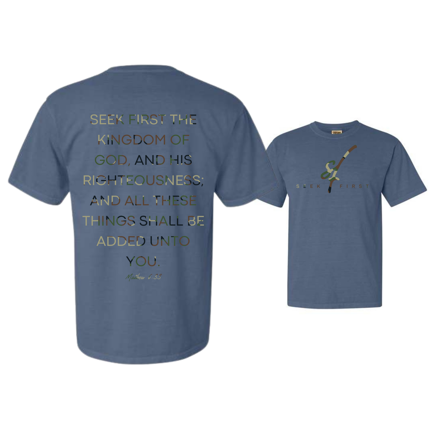 Green Camo Seek First Heavyweight Tee