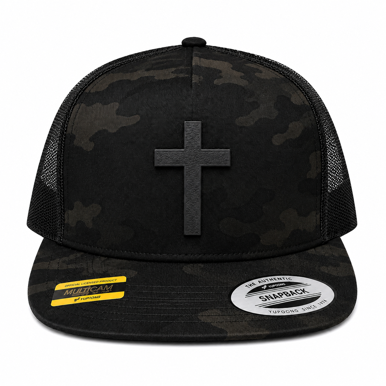 Cross Leather Patch Five-Panel Classic Trucker Cap
