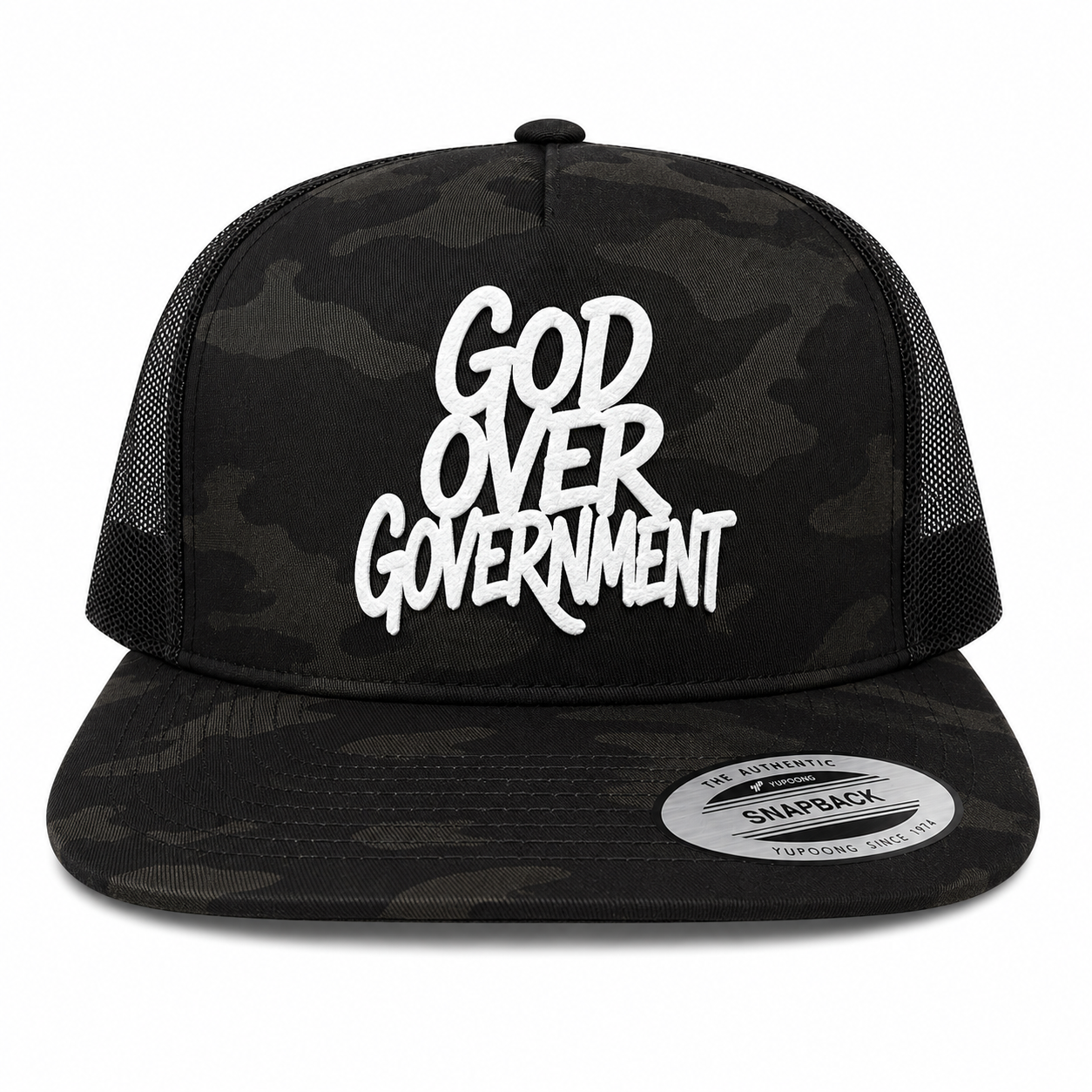 God Over Government Leather Patch Five-Panel Classic Trucker Cap
