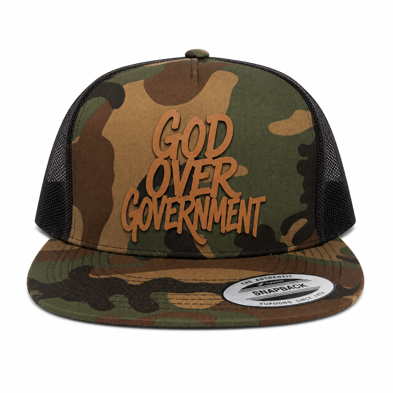 God Over Government Leather Patch Five-Panel Classic Trucker Cap