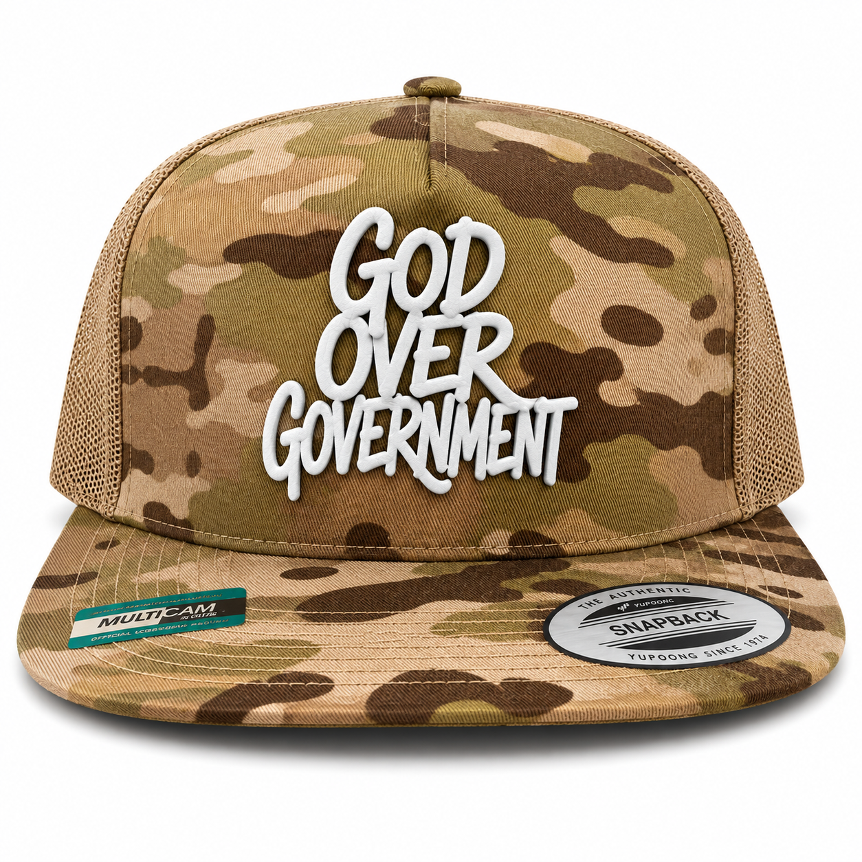 God Over Government Leather Patch Five-Panel Classic Trucker Cap