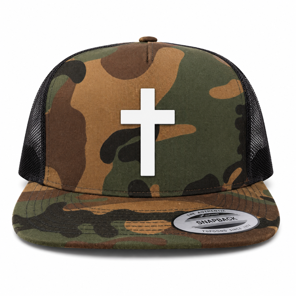 Cross Leather Patch Five-Panel Classic Trucker Cap