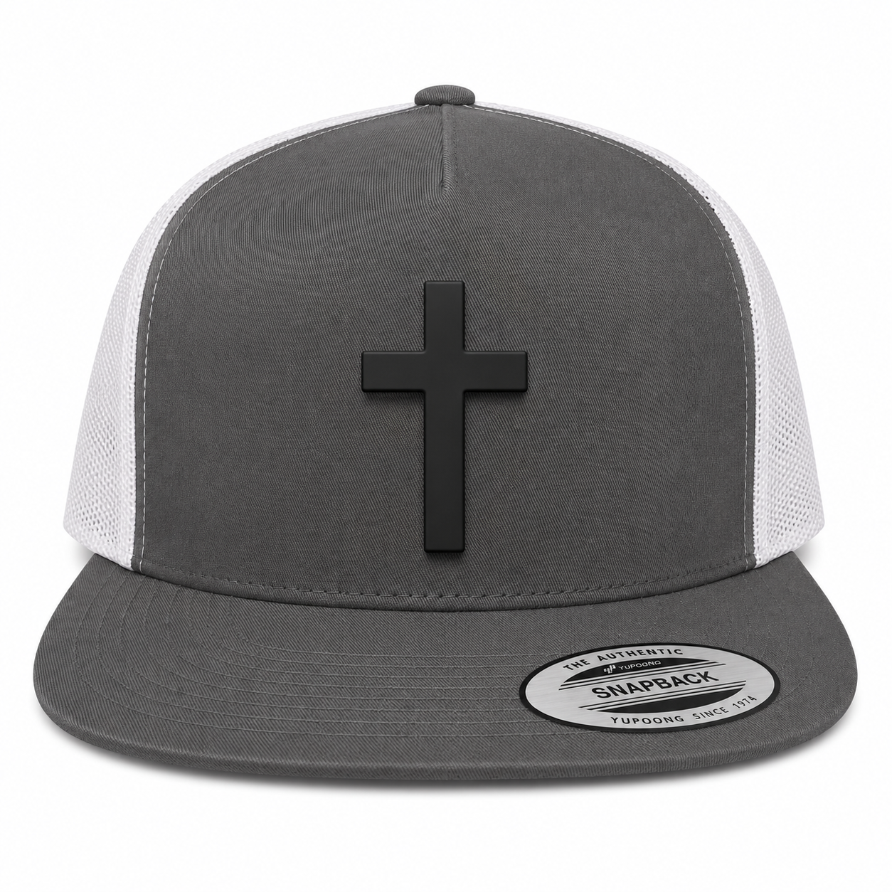 Cross Leather Patch Five-Panel Classic Trucker Cap