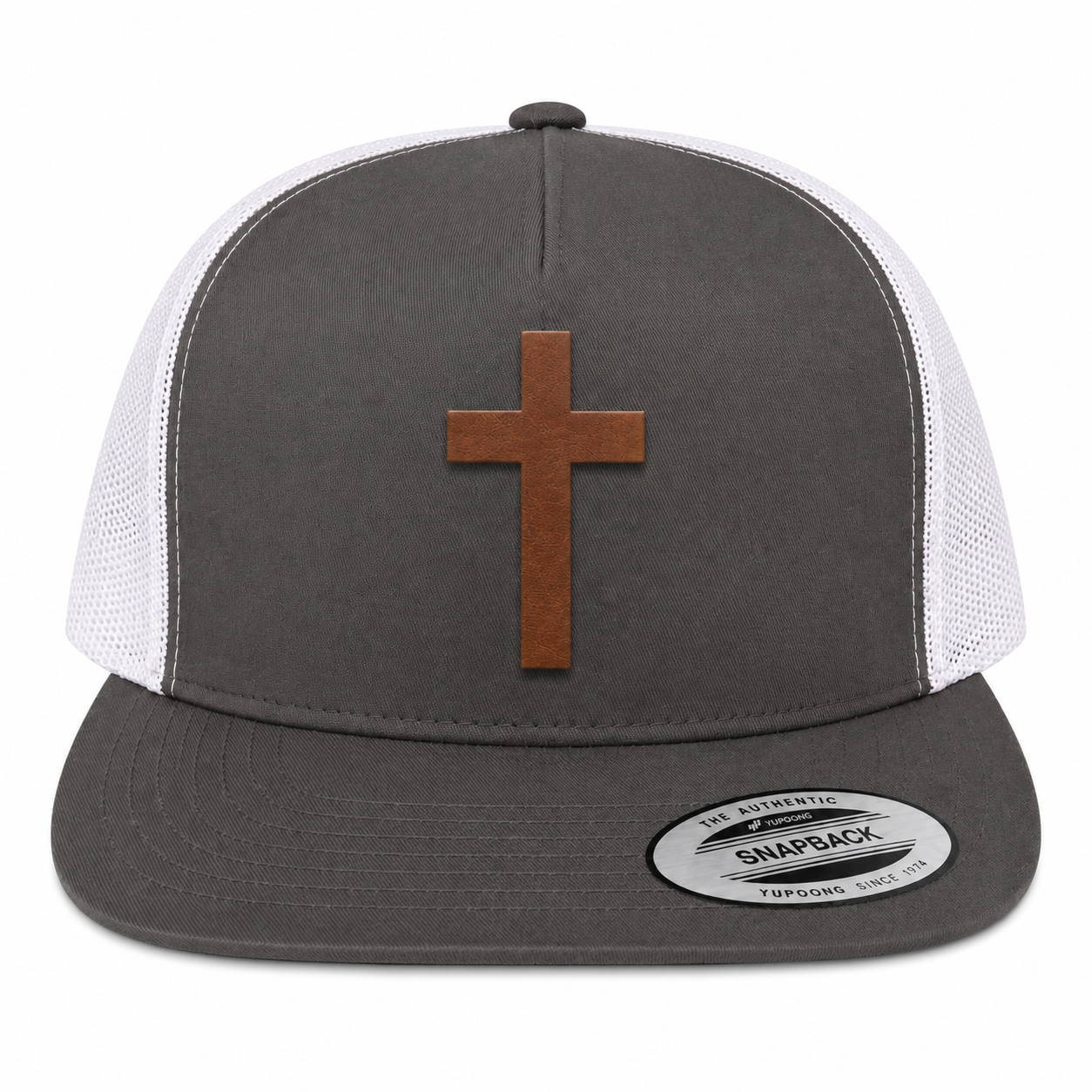 Cross Leather Patch Five-Panel Classic Trucker Cap