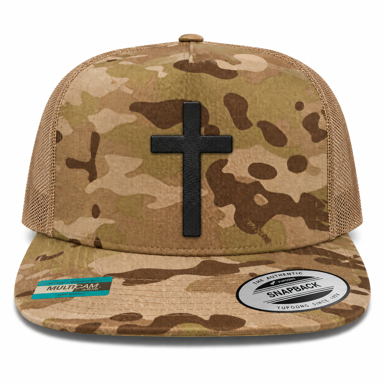 Cross Leather Patch Five-Panel Classic Trucker Cap
