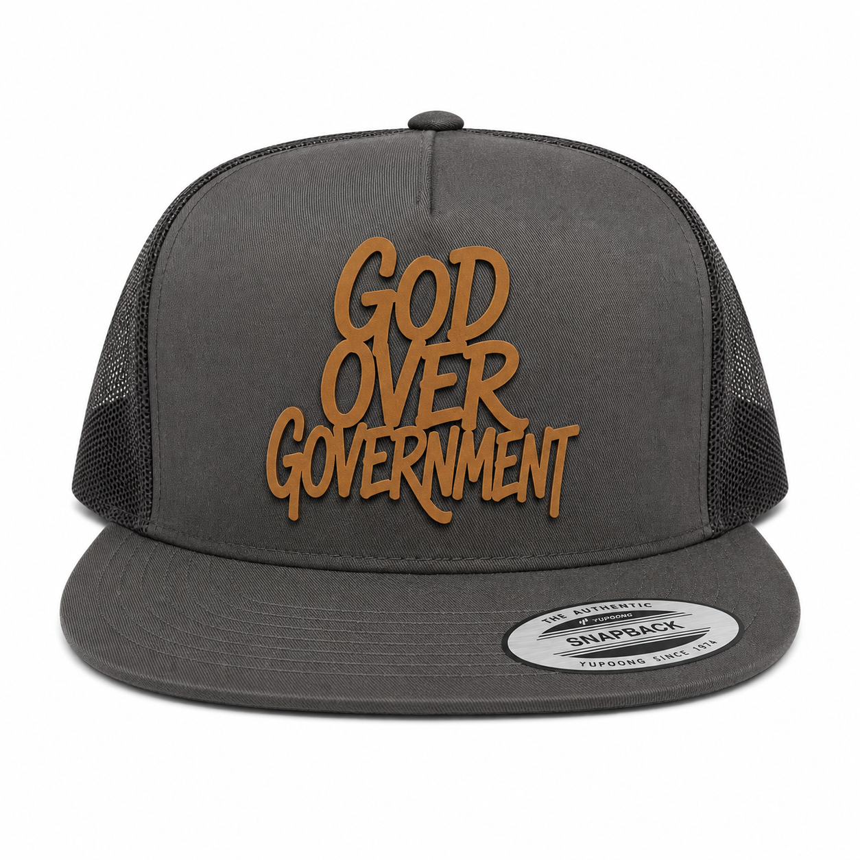God Over Government Leather Patch Five-Panel Classic Trucker Cap