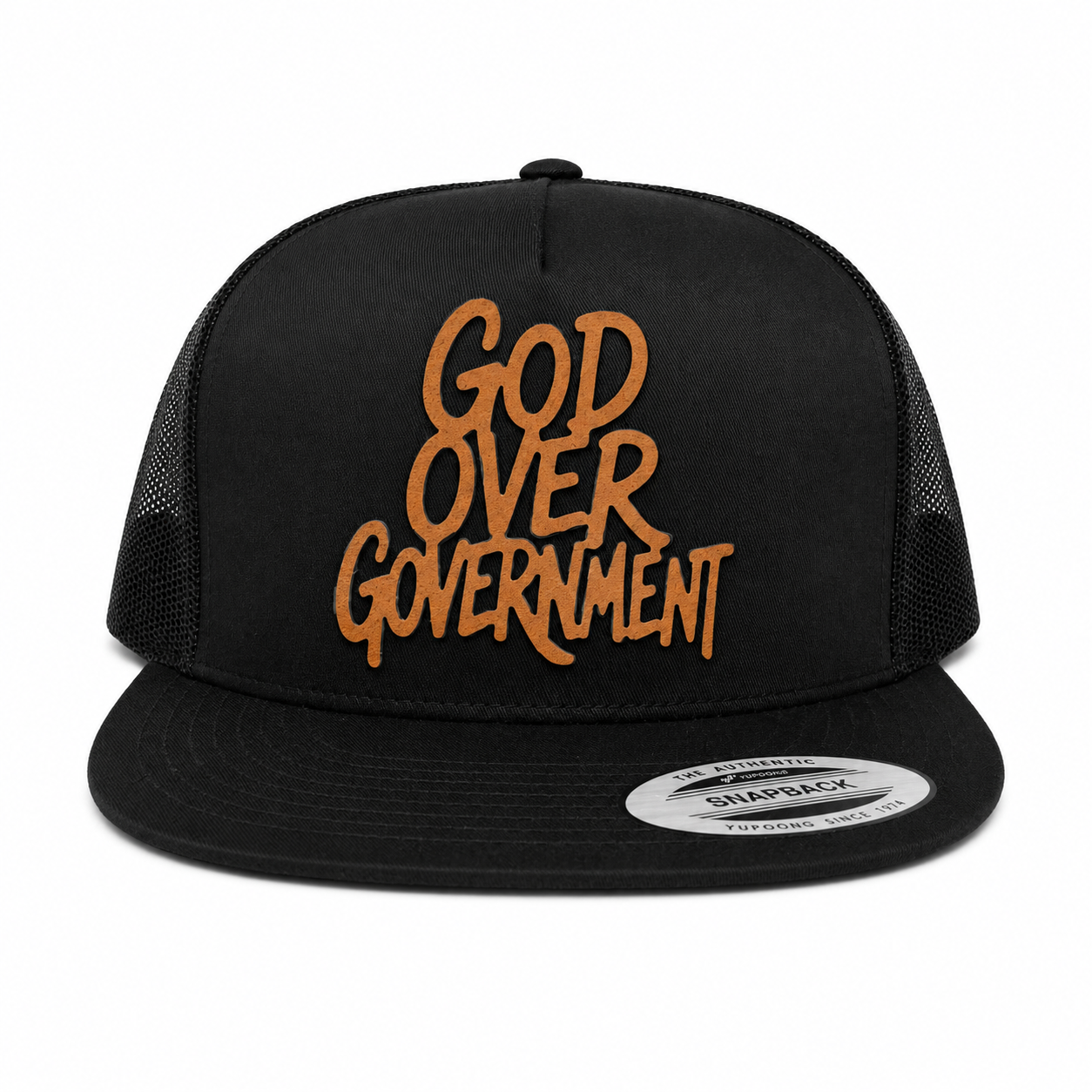 God Over Government Leather Patch Five-Panel Classic Trucker Cap