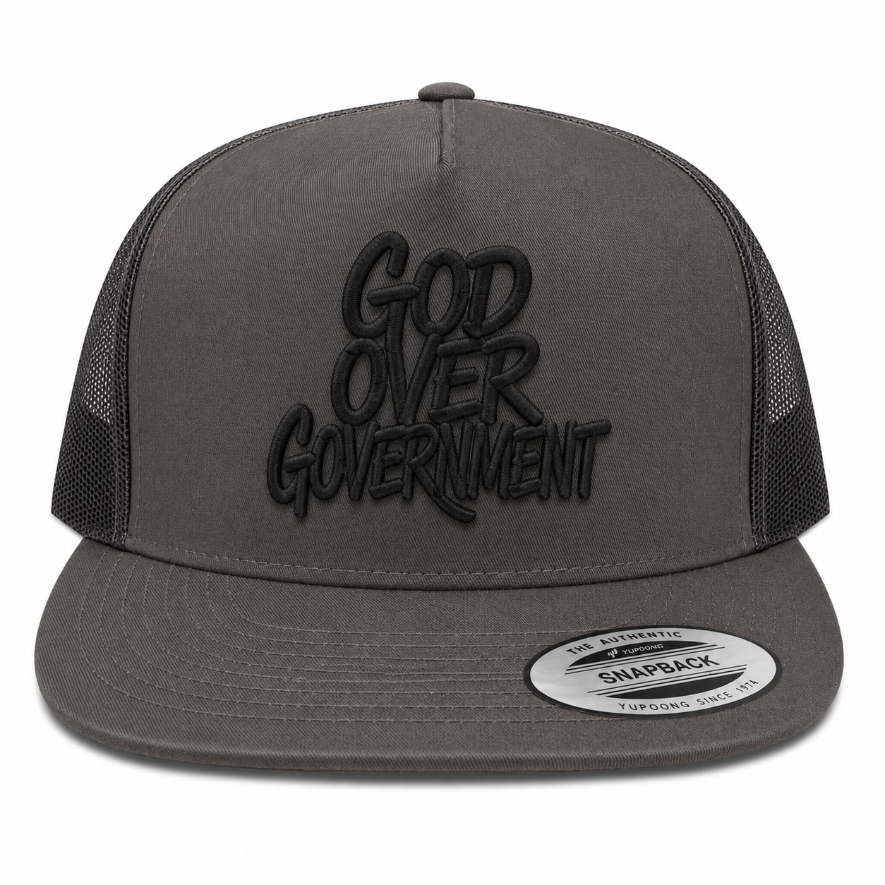 God Over Government Leather Patch Five-Panel Classic Trucker Cap