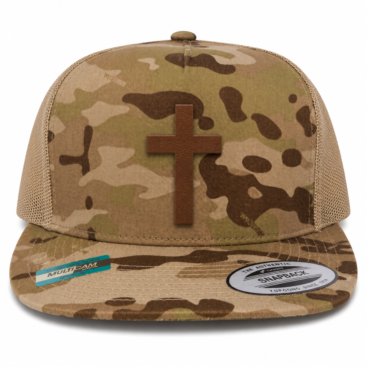 Cross Leather Patch Five-Panel Classic Trucker Cap
