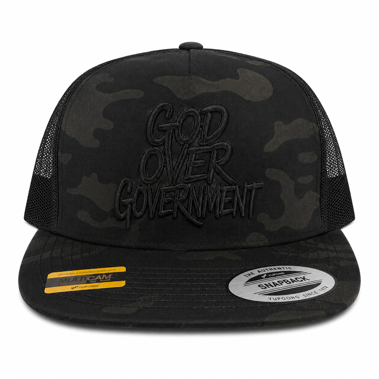 God Over Government Leather Patch Five-Panel Classic Trucker Cap