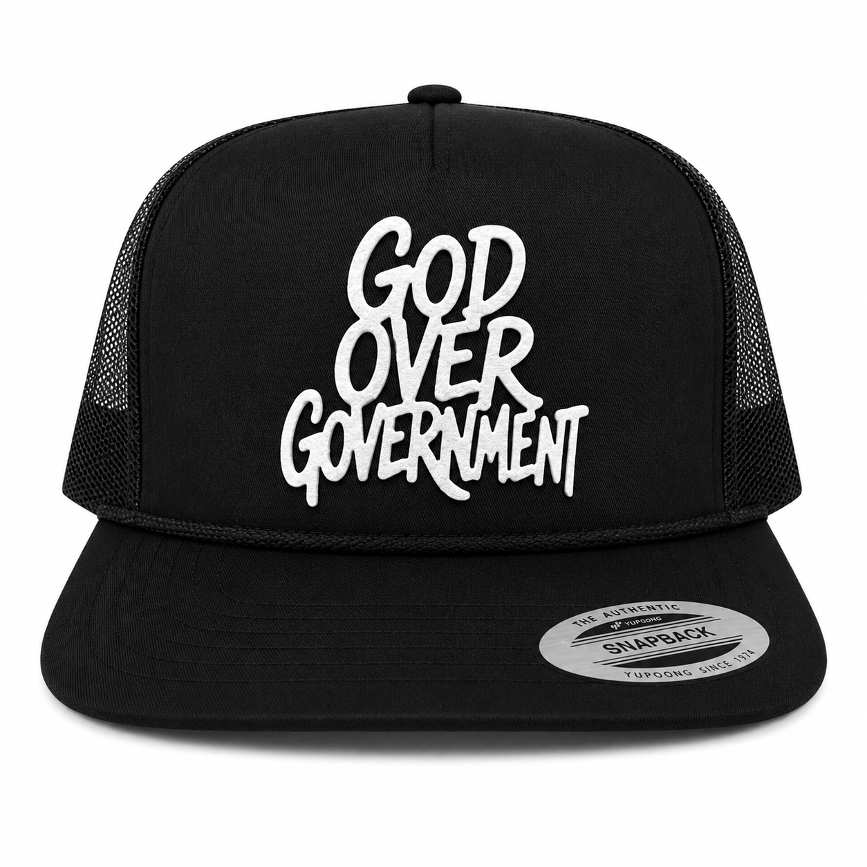 God Over Government Leather Patch Five-Panel Classic Trucker Cap